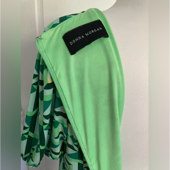 Donna Morgan Jewel Neck Bias Slip Dress with Short Ruched Sleeve and back zipper - Picture 2 of 8